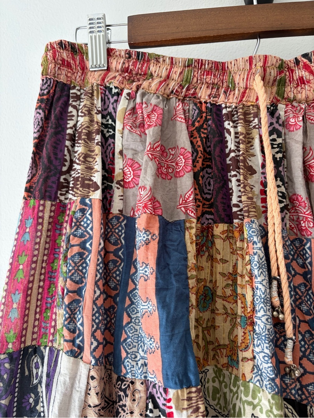 Patchwork Cotton Colorful Pull On Boho Festival Maxi Skirt - Picture 12 of 13